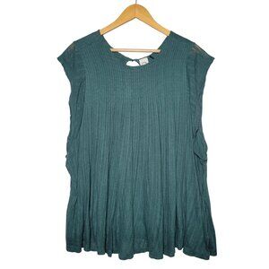 Anthropologie Akemi + Kin Teal Gauze Cap Sleeve Blouse